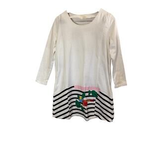 Band Of Outsiders Long Sleeve 100% Cotton White Sheath Dress Abstract Print sz 2